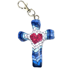 Mosaic Heart Cross Clip<br>3 in. H