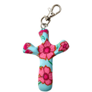 Pink Garden Cross Clip<br>3 in. H