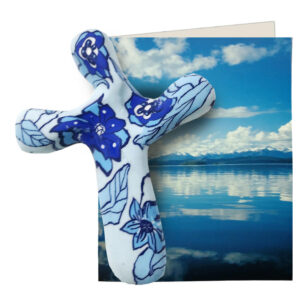 Blue Garden Hand Held Cross<br>5.5 in. H<br>includes gift box