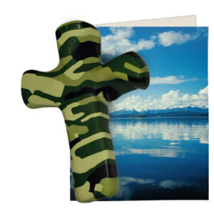 Camouflage Hand Held Cross 5.5 in. H<br>includes gift box