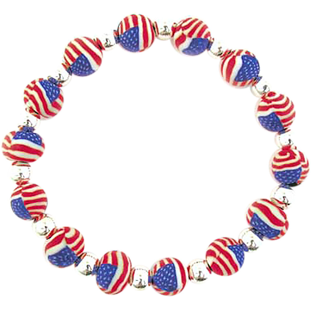 LED Light Up Patriotic Star Bead Bracelet - 1 Pc | PartyGlowz.com