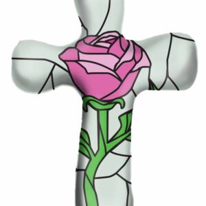 Pink Rose Hand Held Cross<br>5.5 in. H