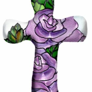 Purple Rose Hand Held Cross<br>5.5 in. H