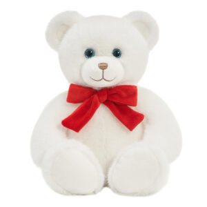 First & Main | White Teddy Bear with Red Ribbon <br> Dena <br> 10″