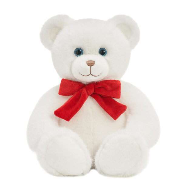 First & Main | White Teddy Bear with Red Ribbon <br> Dena <br> 10"