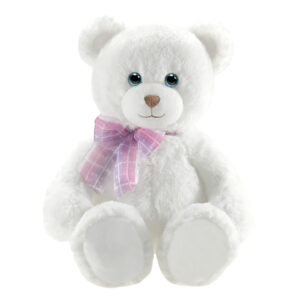 First & Main | White Teddy Bear with Pink Bow <br> Dena <br> 7″