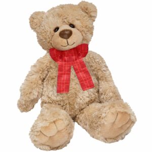 First & Main | Teddy Bear with Red Plaid Ribbon <br> Regis <br> 15″