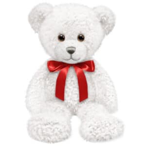 First & Main | White Teddy Bear <br> Spencer with Red Ribbon <br> 10″
