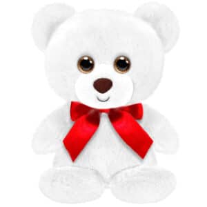 First & Main | White Teddy Bear with Red Bow <br> Cubby Bear <br> 6″
