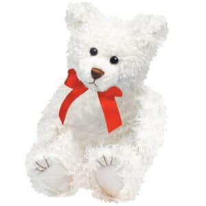 First & Main | White Teddy Bear with Red Bow <br> White Scraggles <br> 7.5″