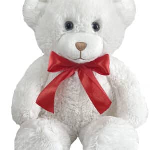 First & Main | White Teddy Bear with Red Ribbon <br> Dena <br> 10″