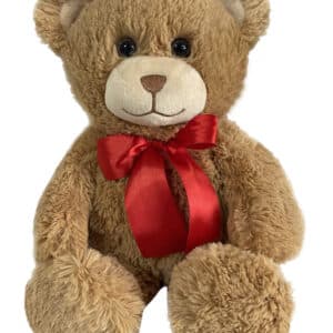 First & Main | Brown Teddy Bear with Red Ribbon <br> Dean <br> 10″