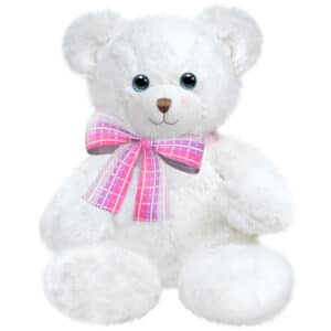 First & Main | White Teddy Bear with Pink Bow <br> Dena <br> 7″
