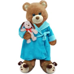 First & Main | Plush Teddy Bear in Blue Robe <br> Bounce Back Jack <br> 10″