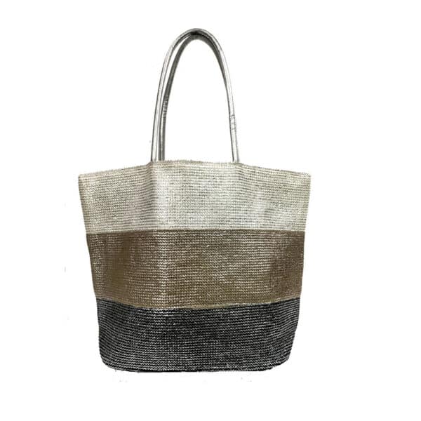 Silver Color Block Tote