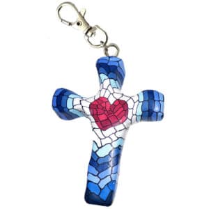 First & Main | Mosaic Heart Cross Keychain <br> 3″