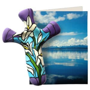 First & Main | Purple & Blue Handheld Cross <br> Lily Hand Held Cross <br> 5.5″ | Includes Gift Box