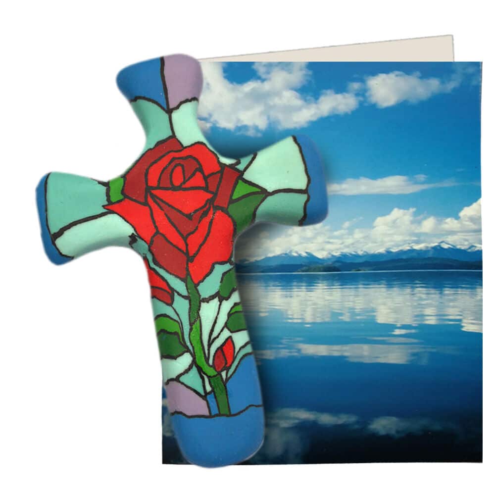 Eternal Love Rose Hand Held Cross 5.5 in. Hincludes gift box