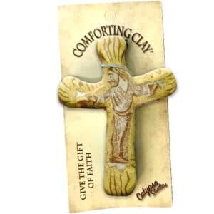 First & Main | Comforting Clay Jesus Cross <br> Greatest Sacrifice Pocket Cross <br> 3″