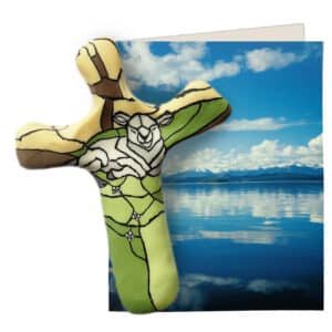 First & Main | Lamb Ceramic Hand-Held Cross <br> Lamb With Cross Hand Held Cross <br> 5.5″ | Includes Gift Box