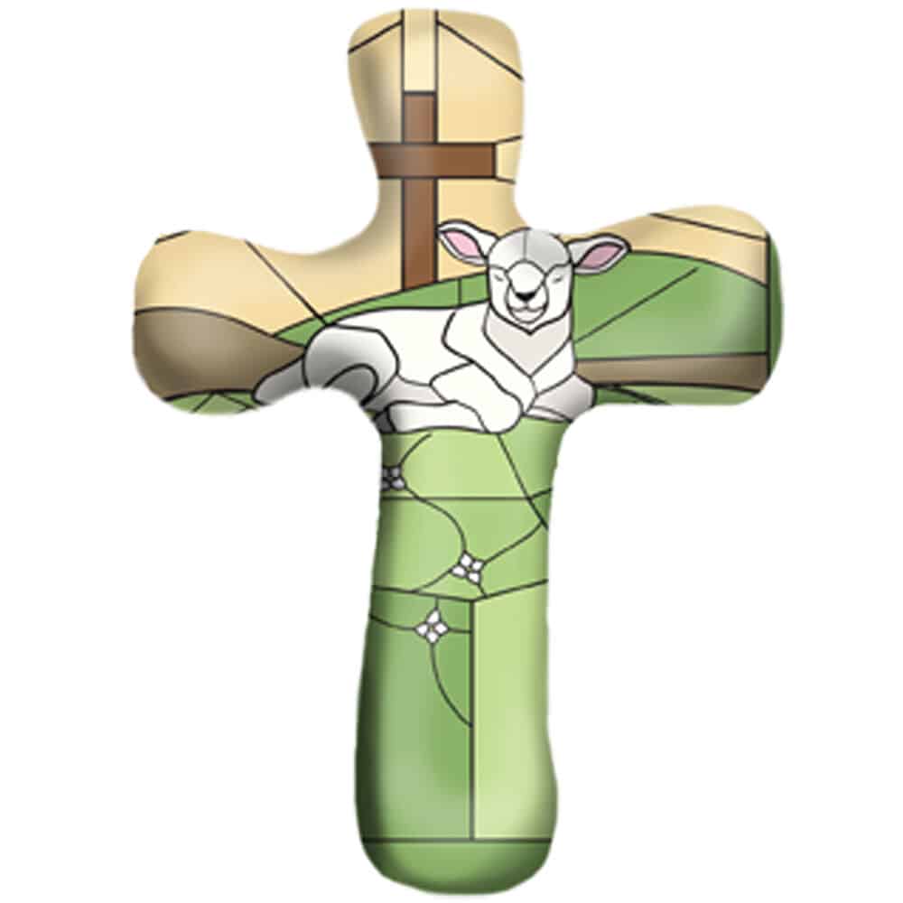 Lamb With Cross Pocket Cross 3 in. H