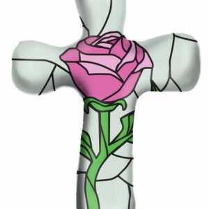 First & Main | Pink Rose Hand Held Cross <br> 5.5″ | Includes Gift Box