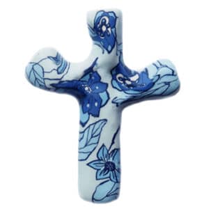 First & Main | Blue Floral Pocket Cross <br> Blue Garden Pocket Cross <br> 3″