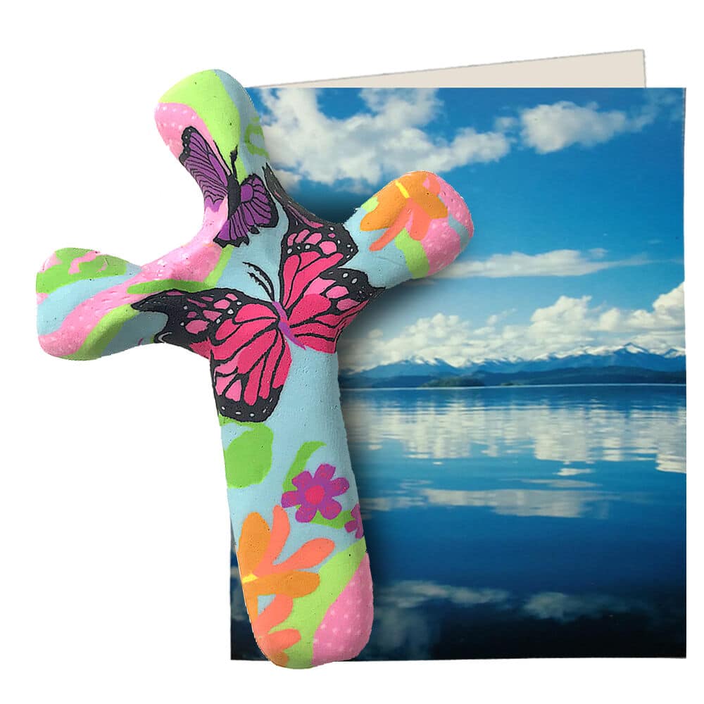 Butterfly Hand Held Cross 5.5 in. Hincludes gift box