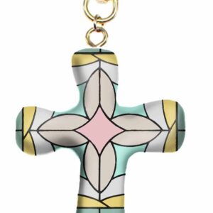 First & Main | Stained Glass Cross Clip<br> Pink Shimmer Cross Clip<br> 3″