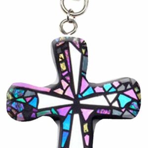 First & Main | Purple Mosaic Cross Keychain <br> Purple Mosaic Cross Clip <br> 3″