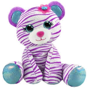 First & Main | Tiger Plush with Purple Stripes <br> Fanta Zoo Tasha White Tiger <br> 10″
