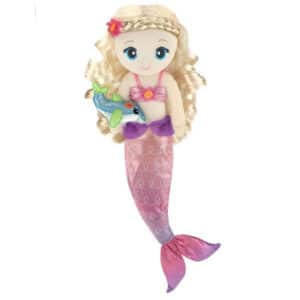 First & Main | Mermaid Plush Sandie Mermaid Doll <br> 18″ Long, 9 Sitting