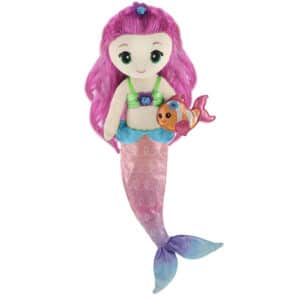 First & Main | Pink Mermaid with Fish Mermaid Plush <br> Fanta Sea Friends Pearl <br> 18″ Long, 9 Sitting