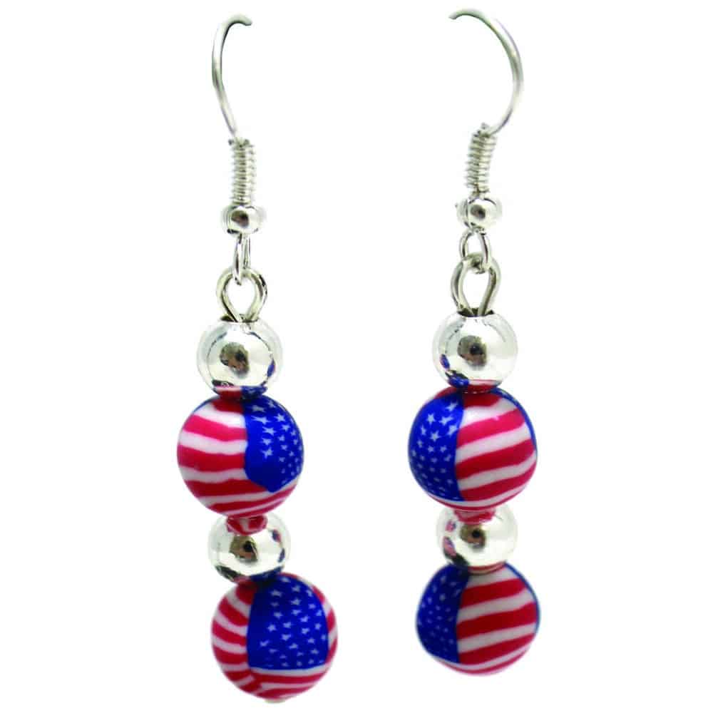 Patriotic Clay 2 Ball Earrings