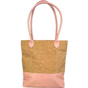 First & Main | Blush Leather Tote Bag <br> Cork/Spring Leather Tote <br> 10″ x 14″