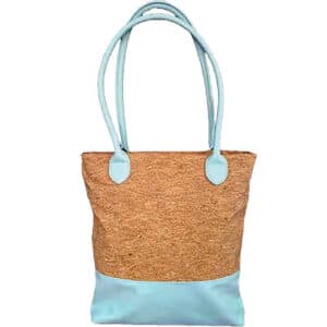 First & Main | Blue Cork/Spring Leather Tote <br> Cork/Spring Leather Tote <br>  10″ x 14″