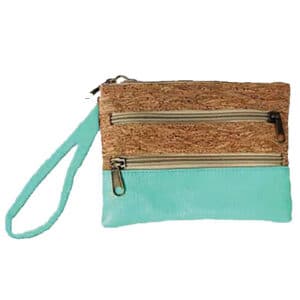 First & Main | Mint Tri Zipper Wristlet <br> 3″ x 5″