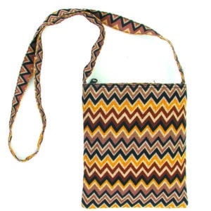 First & Main | Brown Chevron Sling Colorful Bag <br> 6″ x 8″