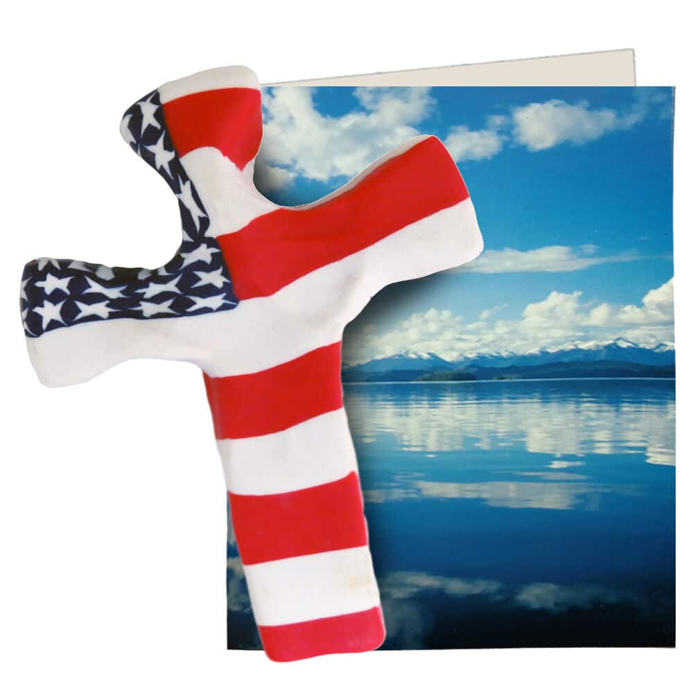 Patriotic Hand Held Cross 5.5 in. Hincludes gift box