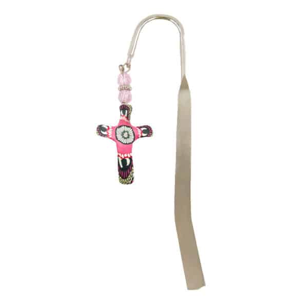 Pink Flower Cross Bookmark 4.5 in. H