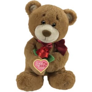 First & Main | Brown Teddy Bear with Rose<br> Gus <br>10″