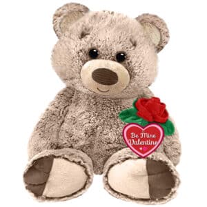First & Main | Brown Teddy Bear with Fabric Rose <br>  Bumbley Bear <br> 20″