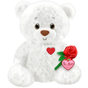 First & Main | White Teddy Bear with Heart and Rose <br> Oscar <br> 7″